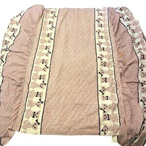 VTG Pink/White/Black Cat Argyle Bed Spread Made In USA By Heritage Quilts Inc.